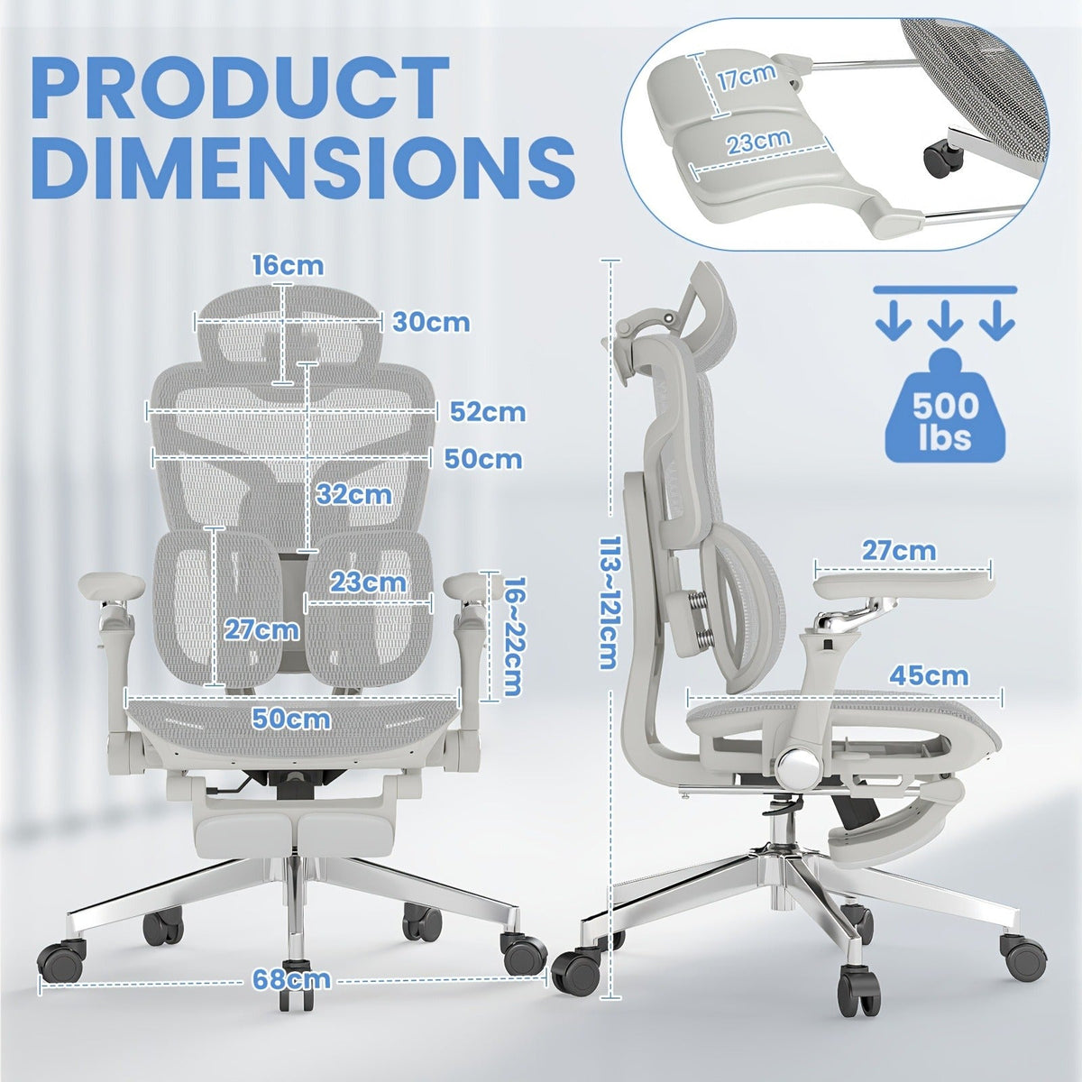 Ergonomic Office Chair with Footrest & 6D Armrests | High Back Lumbar Support Swivel Desk Chair for Home Office