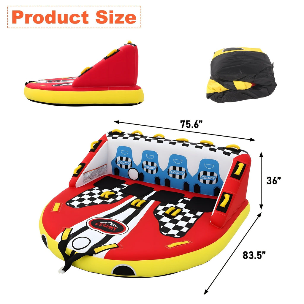 Inflatable Towable Tube for Boating – Heavy Duty PVC Pull Behind Water Tube with Front & Rear Tow Points, 840D Nylon Cover, Sofa Seat Design for 3-4 Riders - product image 7