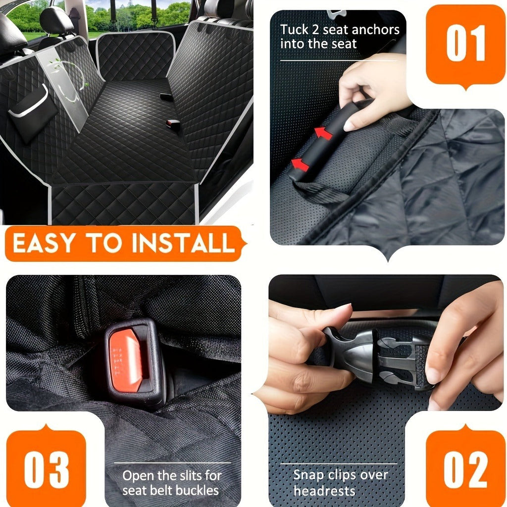 Dog Car Seat Cover Pet Hammock Waterproof Scratchproof Non-Slip Back Seat Protector with Mesh Windows & Storage Pockets | Sturdy Nylon Pet Travel Accessory - product image 5