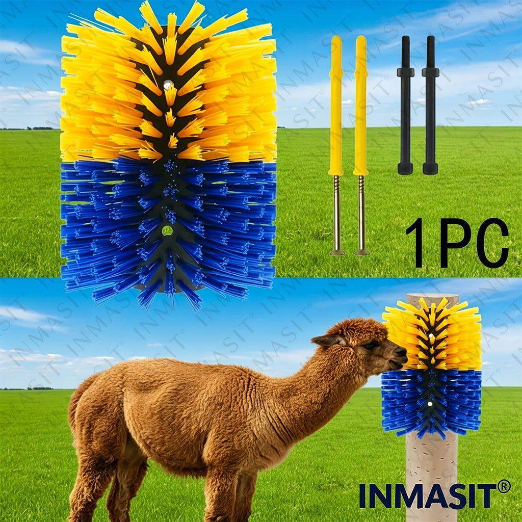 Livestock Grooming Brush Scratcher 8.7" – Easy Install with 4 Screws, Battery-Free Stress Reduction, Red/Blue & Yellow/Blue – All-in-One Massage & Itch Relief - product image 12