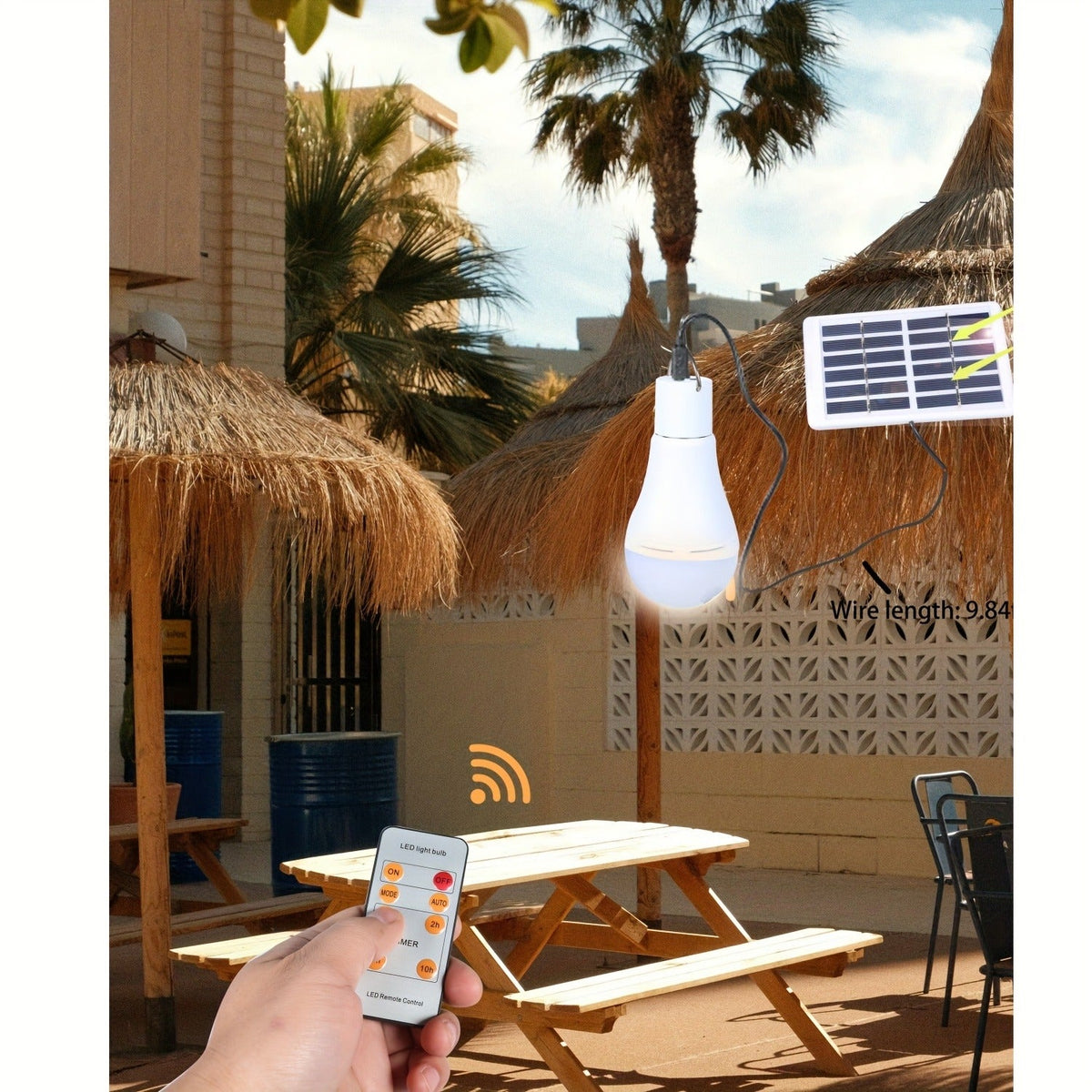 Solar Light Bulbs 2 Pack Campsite Outdoor | Shed, Chicken Coop, Emergency & Camping Light | Remote Control Timer, 4 Modes 300LM, Light Sensor Auto On/Off, Solar & USB Rechargeable