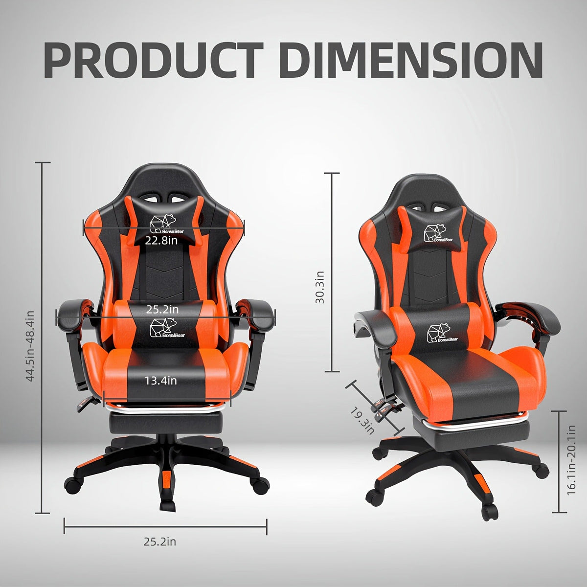 Ergonomic Reclining Computer Chair 360° Swivel Adjustable Height – Gaming Chair with Footrest & Lumbar Support