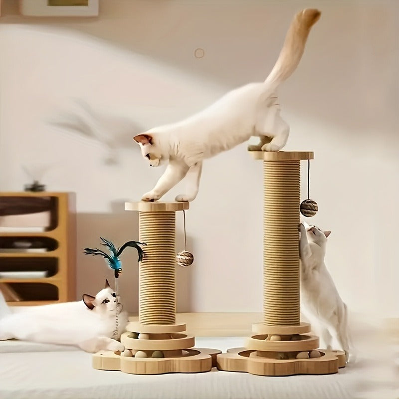 Cat Scratching Post Sisal Vertical Scratcher | Solid Wood Base, Wear-Resistant Rope, Multiple Styles: Standard, Mushroom & Dolphin Shapes, Sizes S/M/L, Cat - product image 13