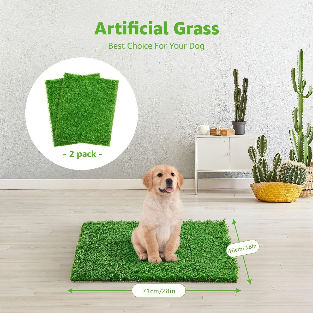 Dog Potty Training Grass Mat | 2 Pack Washable Artificial Turf Pad with Odor Control & Drainage, Reusable Indoor Outdoor Pet Pee Mat for Puppies & Adult Dogs - product image 6