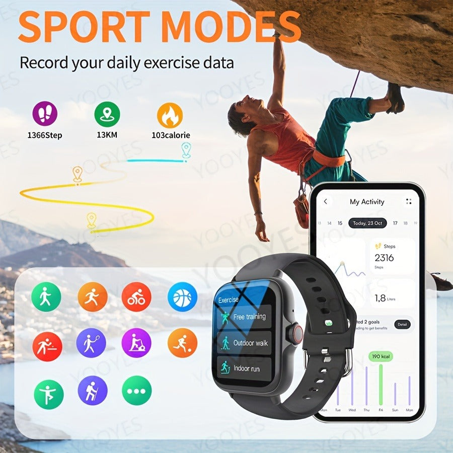 100+ Sports Modes, Fitness Activity Tracker, Heart Rate Monitor, Pedometer, Compatible with Android & iPhone, Perfect Gift – Smart Watch with Answer & Make Calls for Women Men