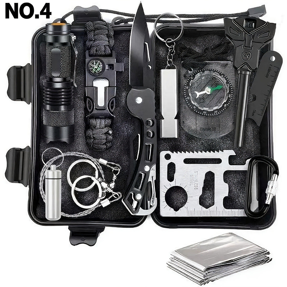 Tactical Survival Kit Multi-Tool Box | Emergency Outdoor Gear with Magnesium Fire Starter, Flint & First Aid Supplies for Camping, Hiking, Hunting & SOS - product image 5