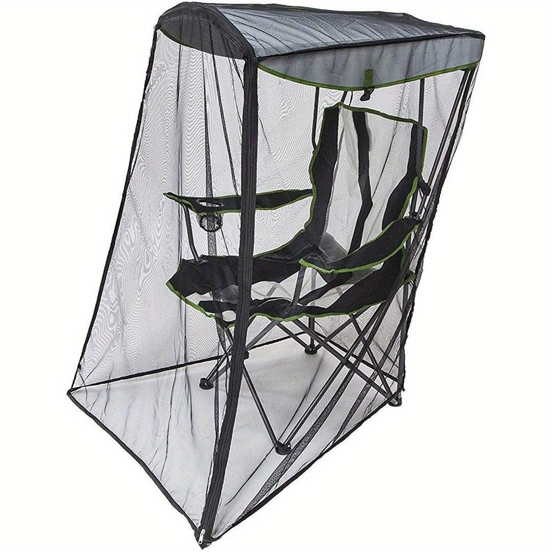 Hanging Chair Mosquito Net with Sunshade Cover | Double Layer Multi-Purpose Insect Protection Net for Patio, Balcony & Poolside | Black, White or Grey (Chair Not Included)