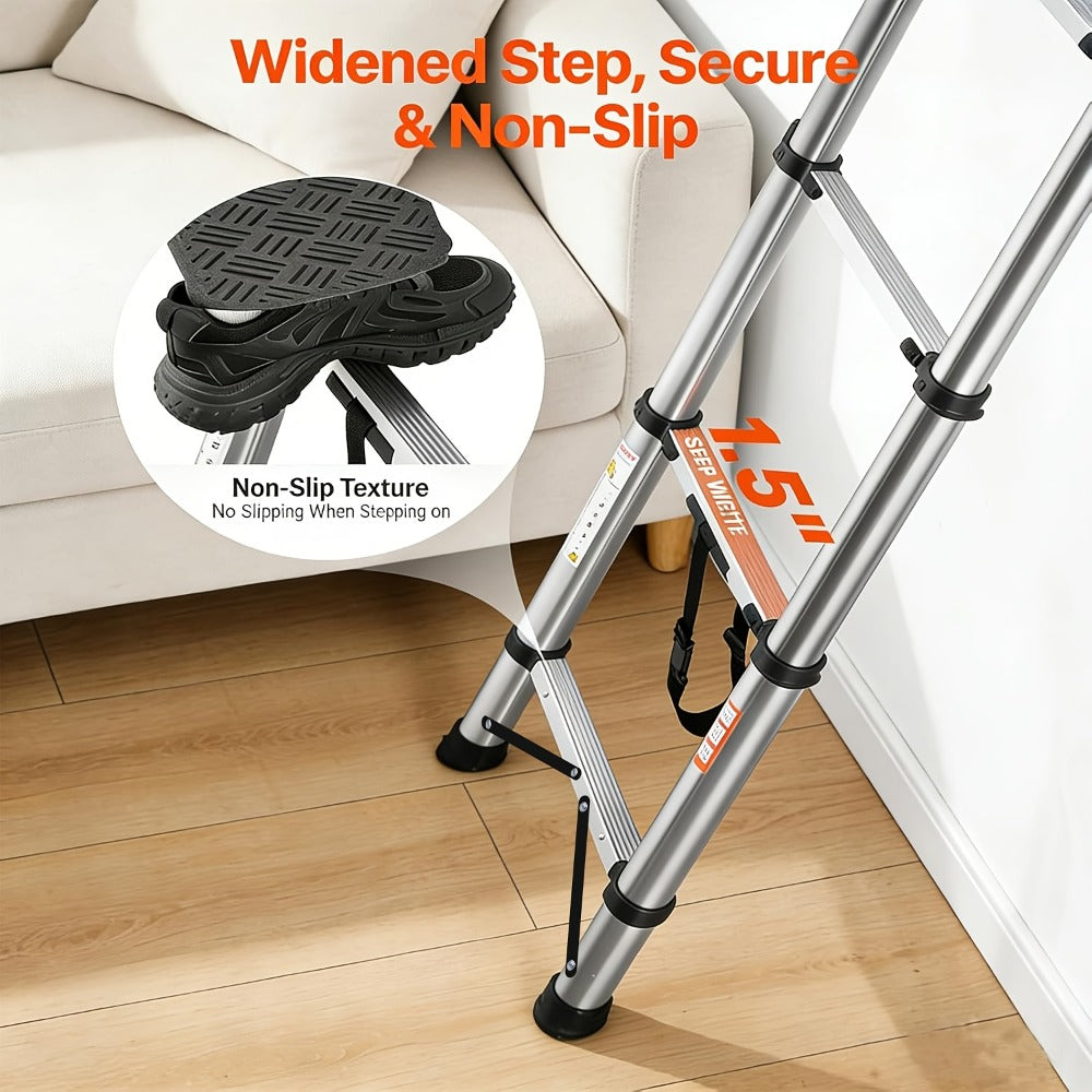 Telescoping Extension Ladder Aluminum Heavy Duty 330 LBS – 6.5 / 8.5 / 10.5 / 12.5 FT Folding Telescopic Ladder, Easy Store, Multi-Purpose for Roof Repair, Painting, Gutter Cleanin - product image 13