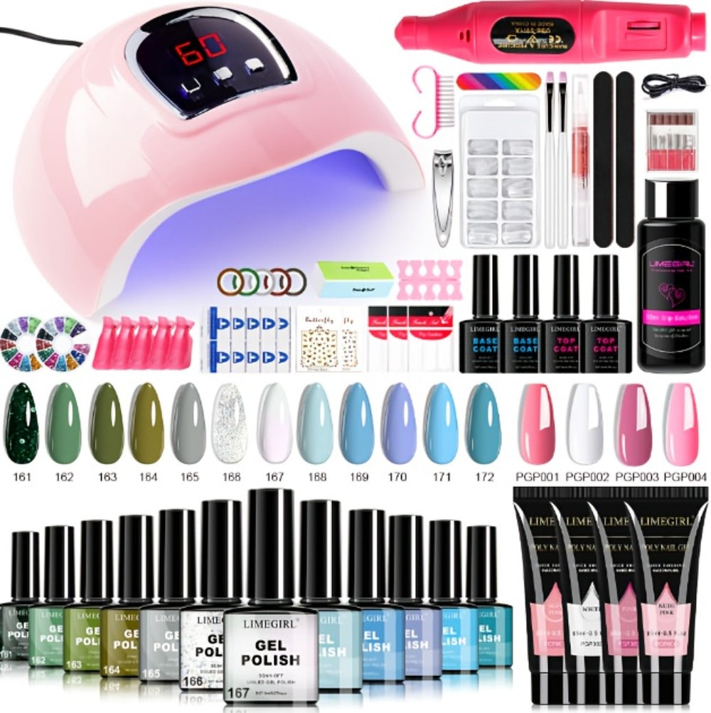Gel Nail Polish Kit with UV Lamp & Electric Nail Drill - 12 Colors Gel Polish Set, Poly Extension Gel, Top & Base Coat, Glitter Nail Art Complete Starter Set for Home Salon, Beginn - product image 29