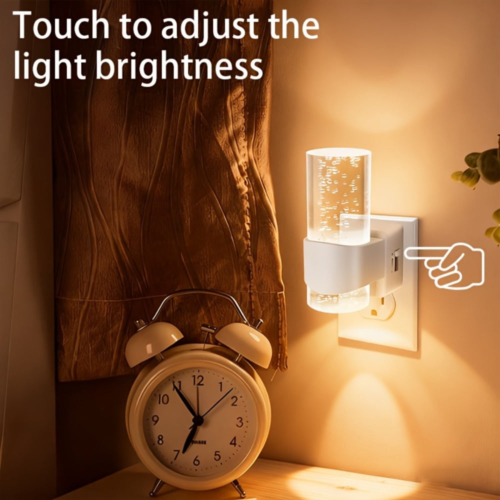 LED Night Light Plug In Wall 2 Pack – 3000K Warm White Dimmable Night Lights with Auto Light Sensor for Hallway Bedroom Bathroom Stairway – Modern Wall Plug Night Light - product image