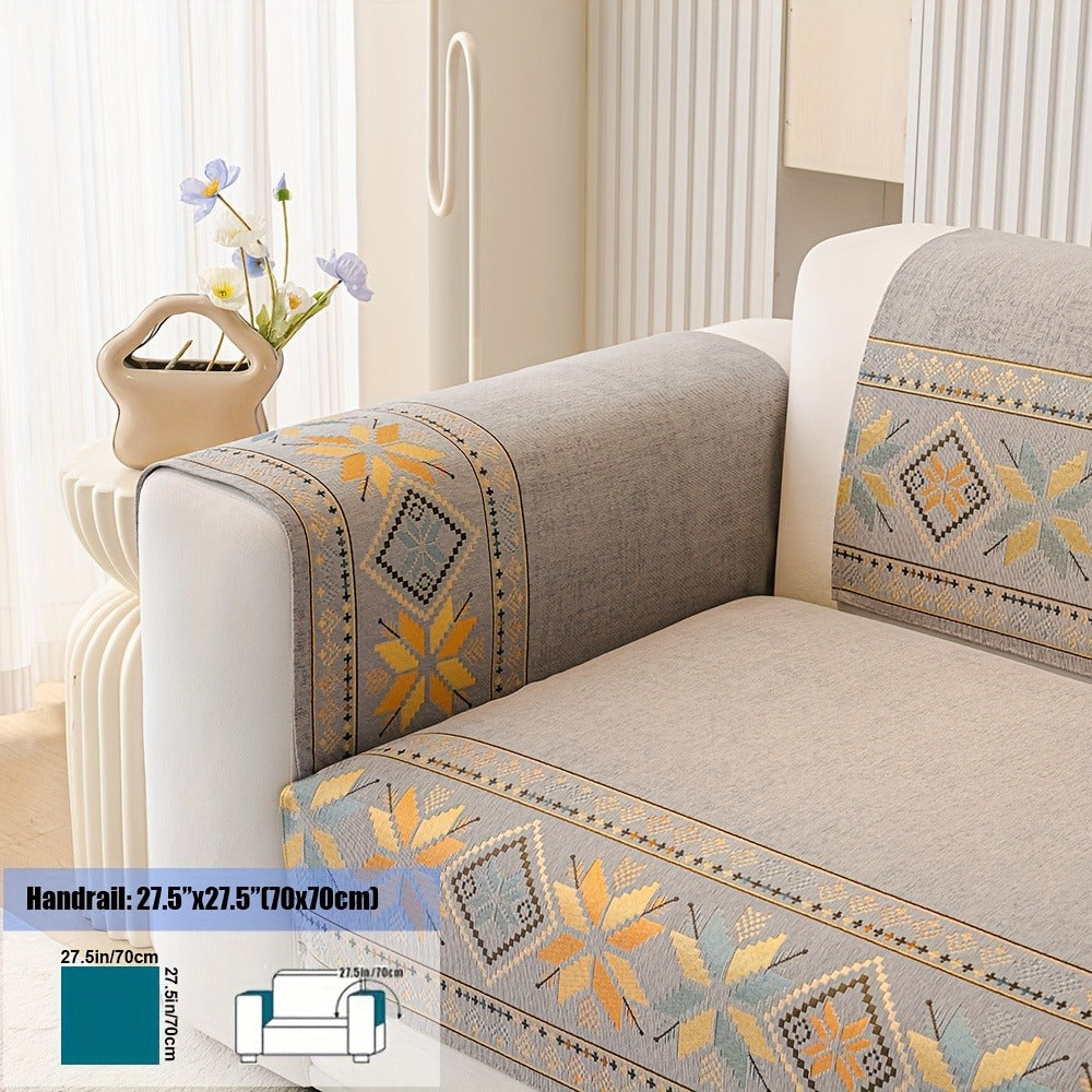 Chenille Sofa Slipcover 1pc Boho Vintage Style - Luxury Non-Slip Removable Four Seasons Universal Couch Cover | Armrest 1 2 3 4 Seater | Dark Gray Light Gray Blue | Living Room Hom - product image 13