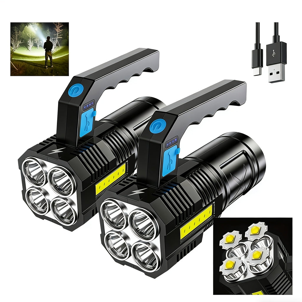 XHP90 Tactical Flashlight 2 Pack 300 Lumen 4 Modes USB Rechargeable 18650 Camping Light with Battery Display 200m Beam - product image 2