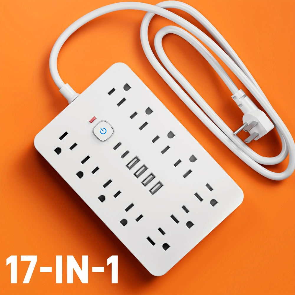 Surge Protector Power Strip 17-in-1 with 11 AC Outlets 4 USB-A 2 USB-C Ports Flat Plug Extension Cord Space-Saving Compact Design for Home Office Kitchen Desk Wall Charging Station - product image 2