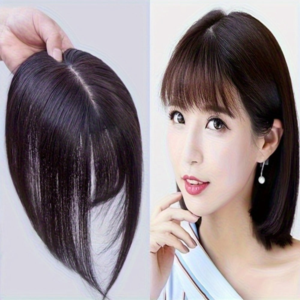 Hair Topper with Bangs for Women Thinning Hair Crown Coverage 10 Inch Lightweight Clip In Top Wig Volume Boost Black Dark Brown Light Brown Natural Blend - product image 2