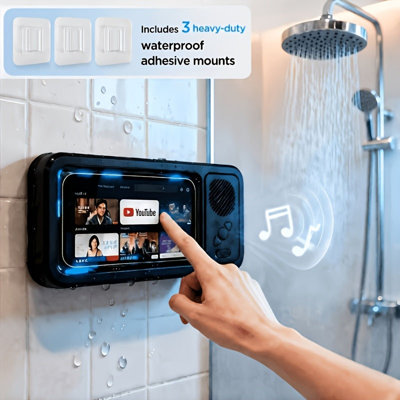 Shower Speaker, 2026 New Shower Phone Holder, Wireless Wireless Speaker - IPX5 Rating, 360-Degree Rotating Visible Shower Phone Mount, Suitable for Bathroom Tubs, Kitchen Walls, Mirrors