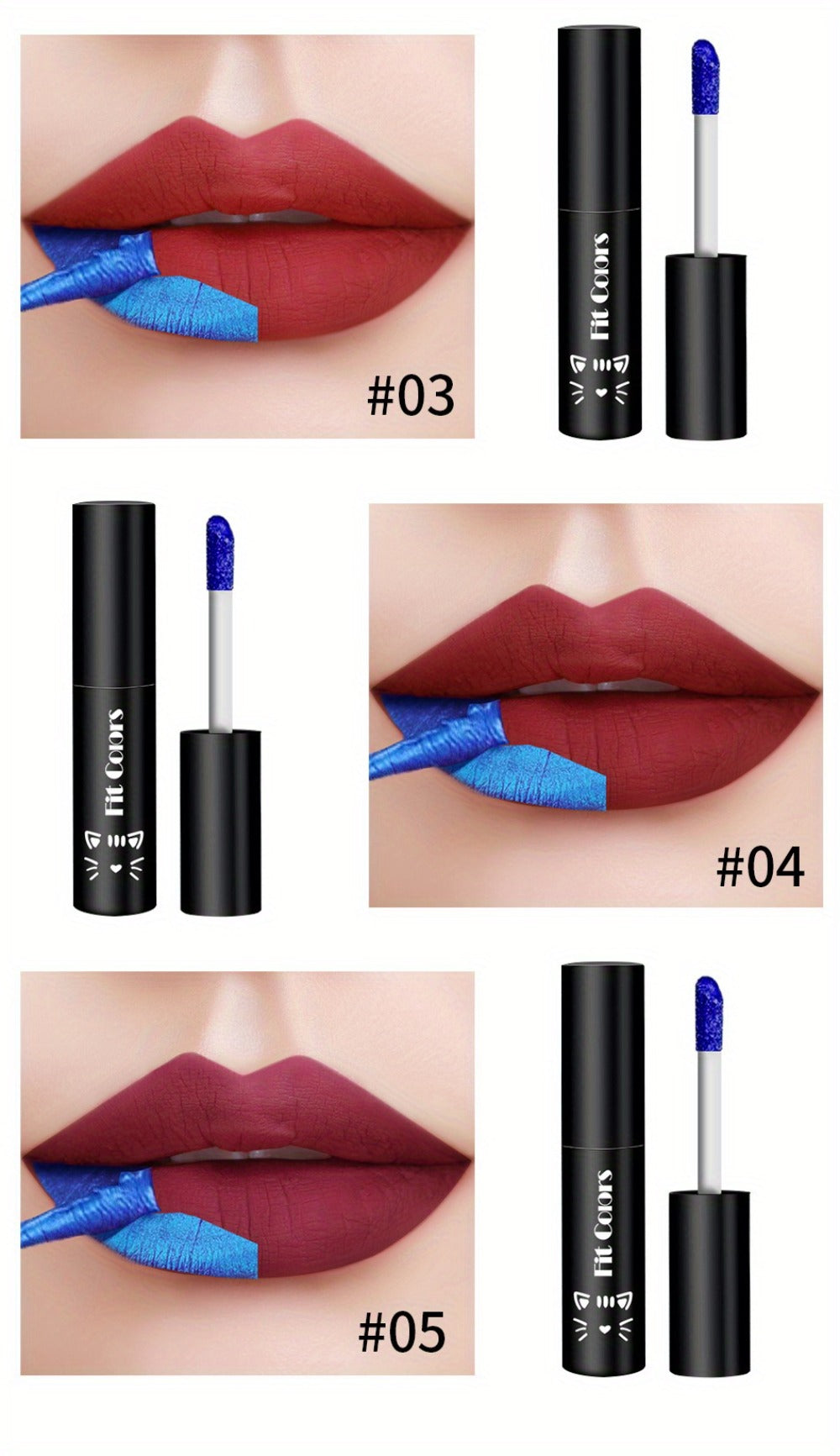 Bold Blue Matte Lip Gloss Set 3pcs Waterproof Long-Lasting Smudge-Proof Liquid Lipstick – Electric Blue Cobalt Shades Vegan Hypoallergenic Formula All Skin Tones Festival Makeup Wo - product image 18