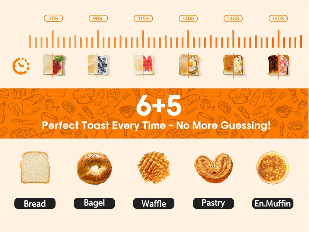 4-Slice Toaster Long Slot Stainless Steel – Touch Screen LED Display, 1.5" Wide Slots, Countdown Timer, Memory Function, Dual Control, 6 Shade Settings - product image 13