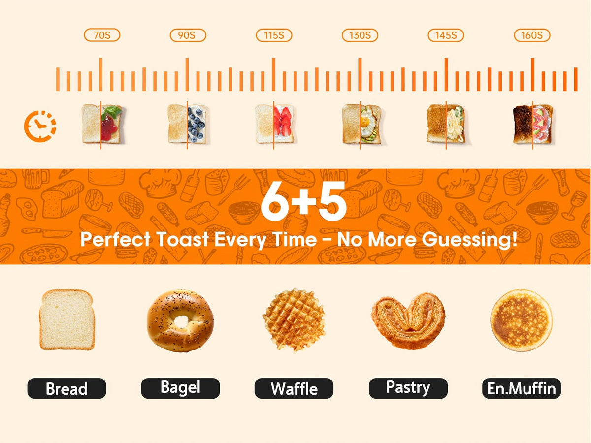 4-Slice Toaster Long Slot Stainless Steel – Touch Screen LED Display, 1.5" Wide Slots, Countdown Timer, Memory Function, Dual Control, 6 Shade Settings - product image 13