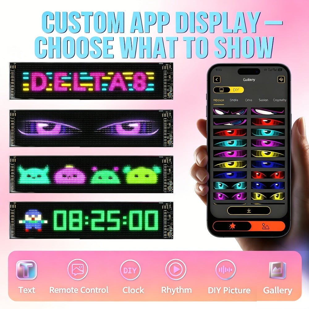 LED Scrolling Sign App Controlled Flexible LED Matrix Display Panel Programmable Animated Text for Car Home Party Birthday Holiday Decoration - Multiple Sizes - product image 8
