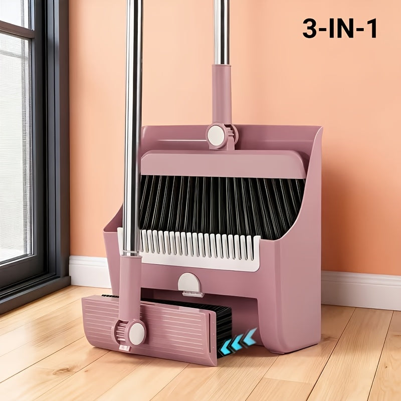 Broom and Dustpan Set 3-in-1 with Wiper - Non-Stick Hair Sweeper Household Floor Broom Combo for Indoor Outdoor Use - Ergonomic Handle Dustpan Broom Kit for Home Kitchen Office - W - product image 19