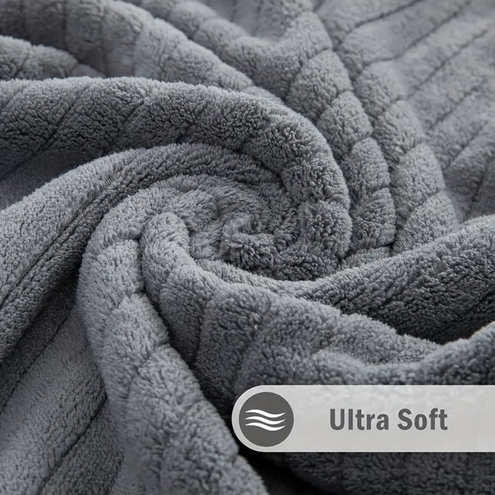 Oversized Bath Towel Set 800GSM 32x64 Inch Extra Large Microfiber - Ultra Soft Quick Dry Striped Spa Grade | Single or 4pcs Random Color | Beige White Light Blue Dark Gray | Modern - product image 10