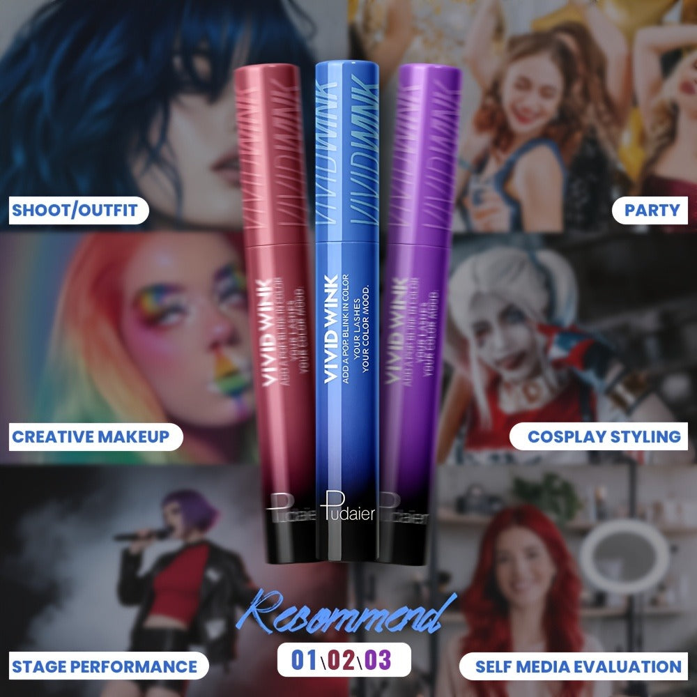 5-Shade Waterproof Colored Mascara for Women — Smudge-Proof Clump-Free Long-Lasting Vivid Formula, Bold Eye Makeup for Stage Cosplay Festival Everyday Wear, Blue Green Pink Purple  - product image 17