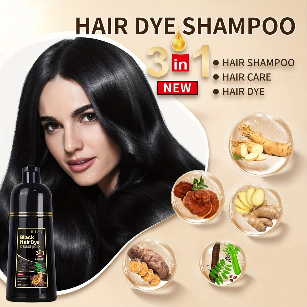 3-in-1 Hair Color & Gray Coverage Shampoo Ammonia-Free Natural Herbal Formula — Colors Covers & Cleanses in Minutes, 30-Day Lasting Color, 16.91oz / 500ml for Men & Women All Hair  - product image 11