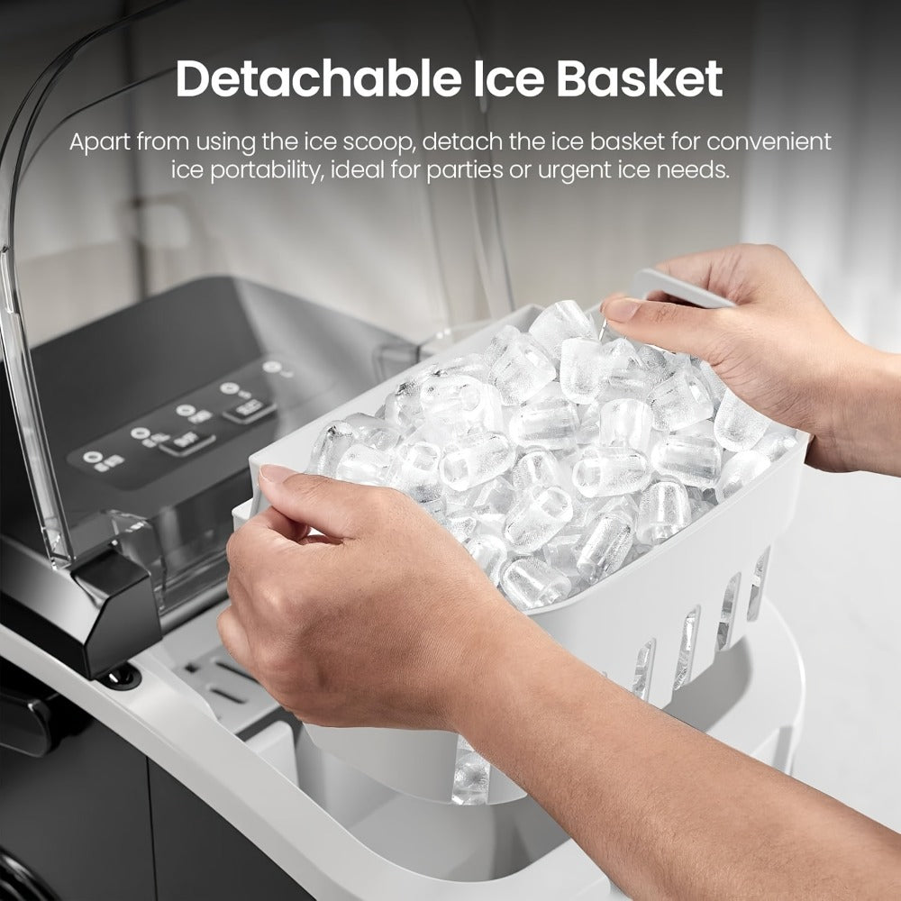 Countertop Bullet Ice Maker 26lbs/24H, 9 Bullet Ice Cubes in 6 Mins, 2 Sizes, Self-Cleaning Portable Ice Machine with Handle Ice Basket & Scoop, for Home Kitchen RV Camping - product image 6