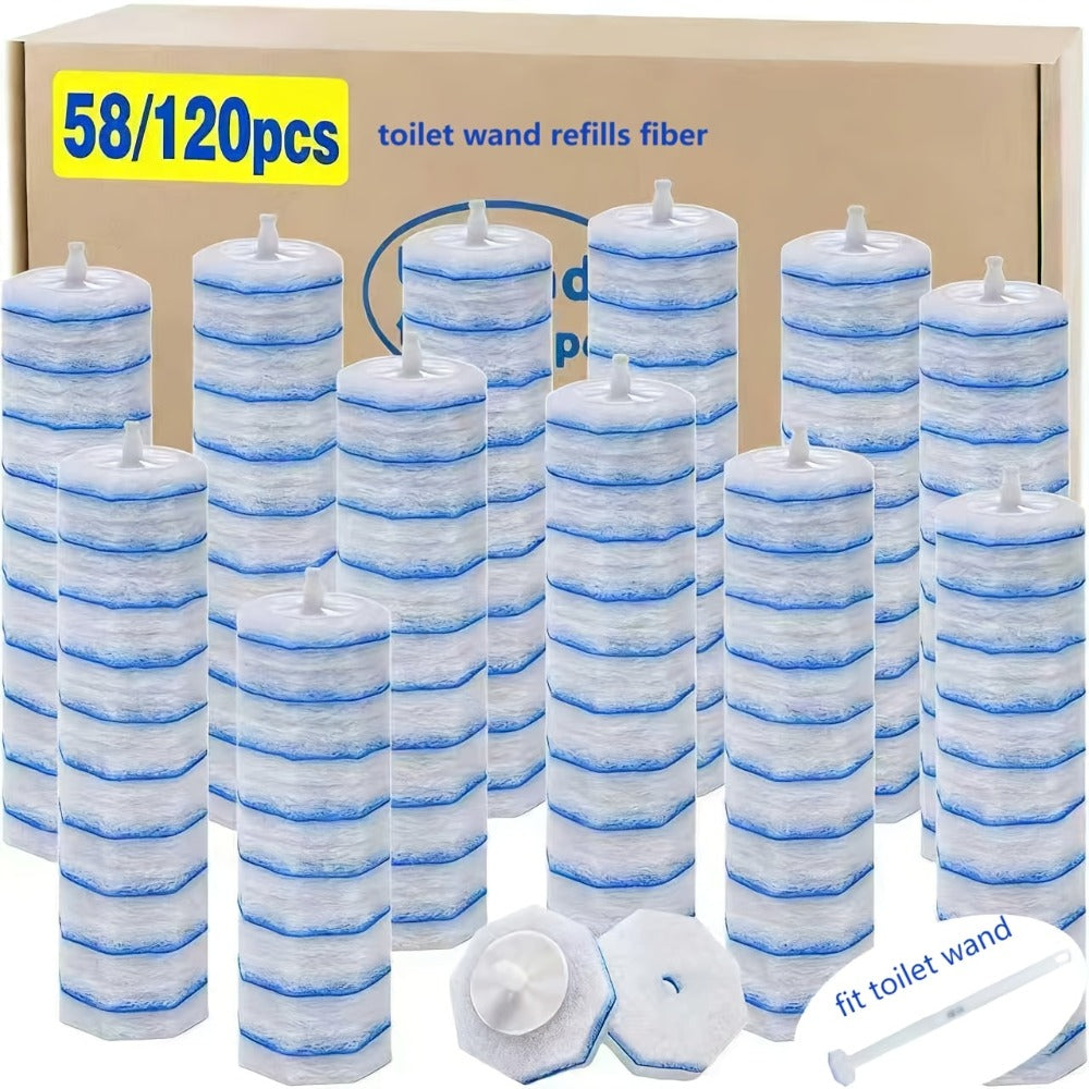 Disposable Toilet Wand Refills 120 or 58 Count Compatible with Clorox ToiletWand Upgraded Fiber Deep Clean Removes Rust Scale Hard Water Stains Toilet Bowl Brush Replacement Heads - product image