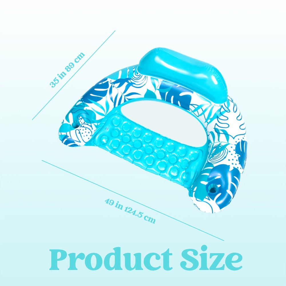 Leaf Print Blow Up Floating Chairs with Cup Holders & Water Balloons, Hammock Noodle Mat Float Set for Pool Beach Lake, Summer Party Gift (Blue & Pink) - product image 7