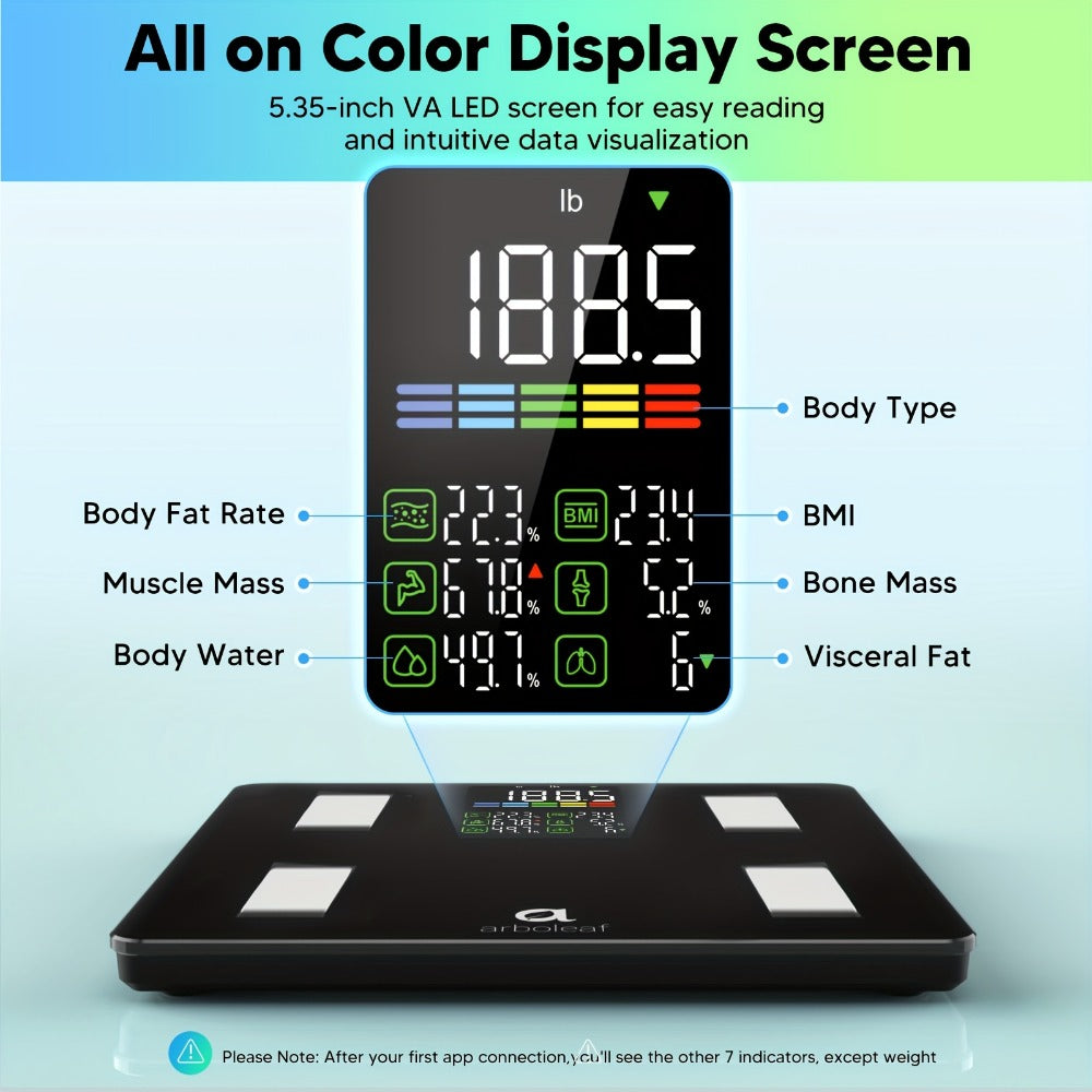 Smart Body Scale 14-in-1 – Body Fat Scale with BMI, Muscle Mass & 14 Health Metrics, Wireless Bluetooth App Sync, Auto Recognition, 500 lb Capacity, HD LED Display for Home & Gym U - product image 8