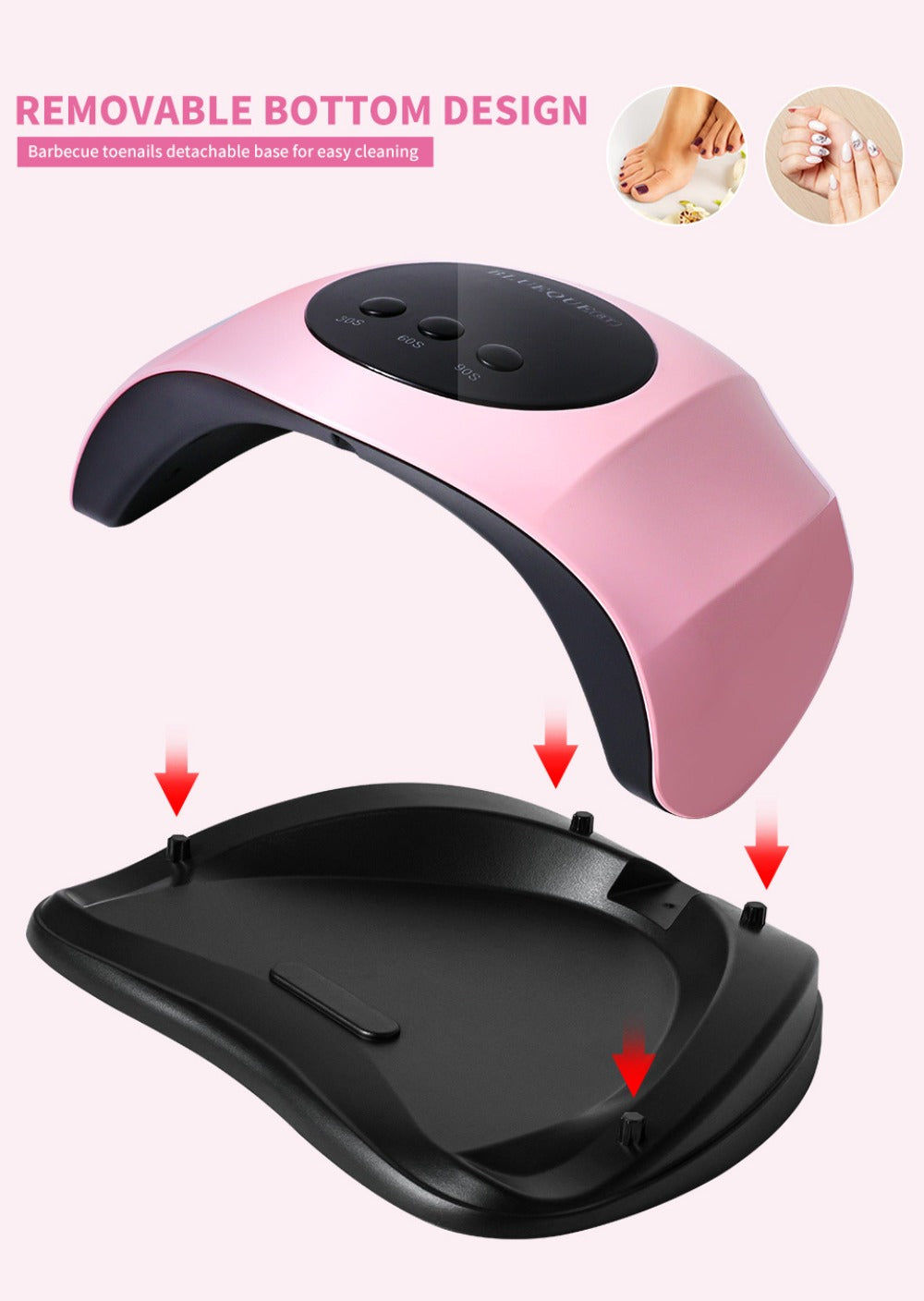 LED Nail Lamp Professional LCD Display Auto Sensor 4 Timer Settings USB Powered Instant Gel Polish Curer No Adapter Needed for Home Salon Manicure Pedicure DIY Nail Art Pink White - product image 15