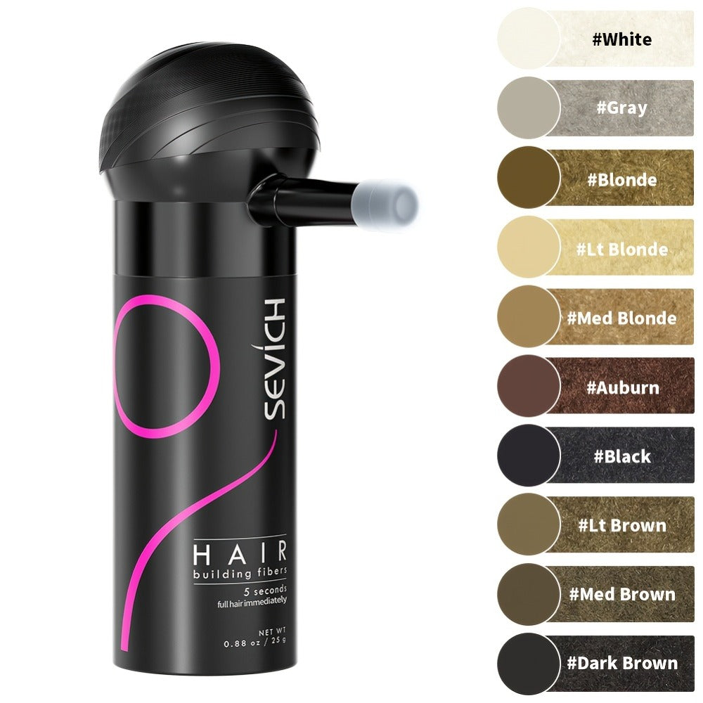 Hair Building Fibers with Spray Head 2-Pack Set - Instant Thickening Powder for Thinning Hair, Conceals Hair Loss, Bald Spots & Receding Hairline, Black Dark Brown Medium Brown - product image