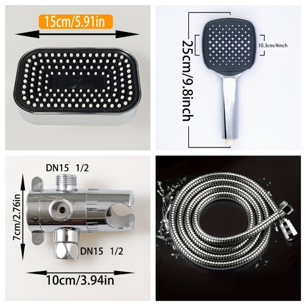 2-in-1 High Pressure Handheld Shower Head Set with Rain Showerhead – Long Hose T-Valve ABS Wall Mount Bathroom Upgrade - product image 4
