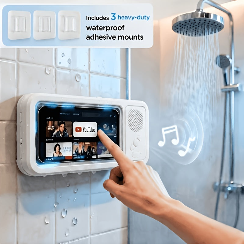 Shower Speaker, 2026 New Shower Phone Holder, Wireless Wireless Speaker - IPX5 Rating, 360-Degree Rotating Visible Shower Phone Mount, Suitable for Bathroom Tubs, Kitchen Walls, Mirrors
