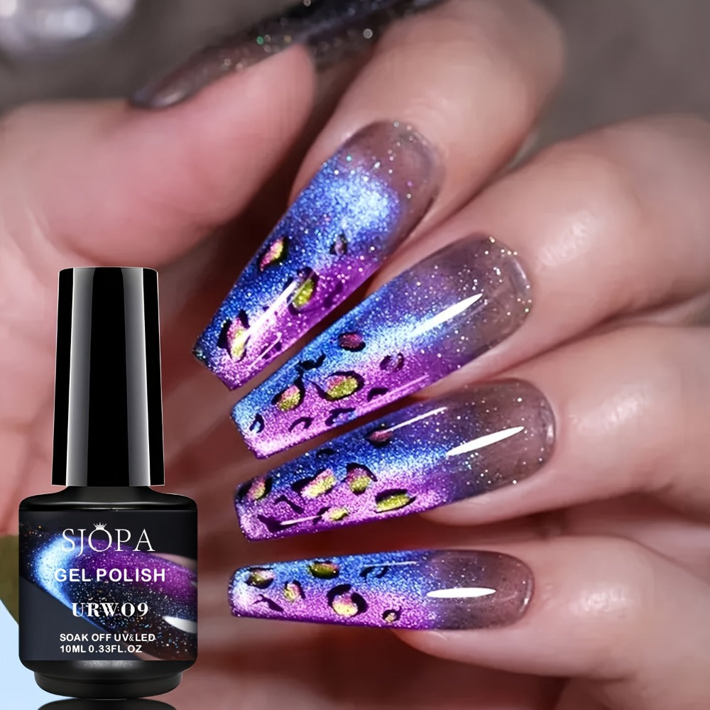 Magnetic Cat Eye Gel Nail Polish 9D Holographic Rainbow Glitter Blue & Purple — LED UV Soak-Off Gel Polish Paraben-Free Water-Based Formula, Salon & DIY Home Manicure Nail Art Gift - product image 8