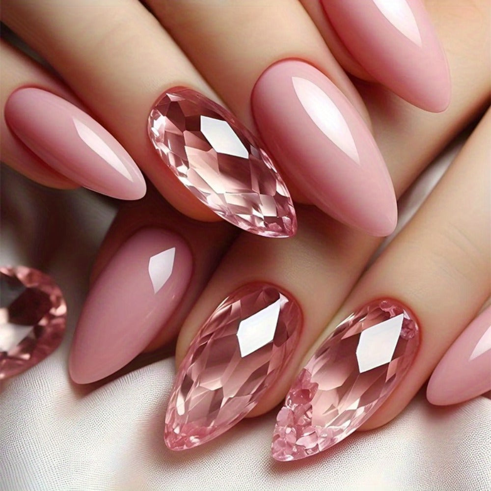 Holographic Nails 120 Pieces 5 Packs Medium Almond Press On Nails Gradient Iridescent – Mixed Color Orange Tones Full Cover Fake Nails Kit with Jelly Glue & Nail File for Women Gir - product image 13