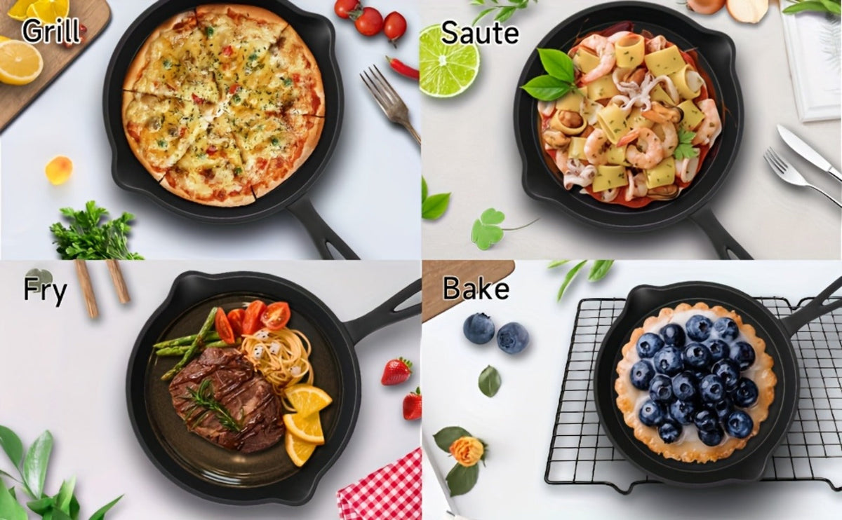 Cast Iron Skillet Set 3pcs - Non-Stick with Drip Spout, Pre-Seasoned Cookware for Holiday Cooking RV Campfire Outdoor Grilling, Heavy Duty Kitchen Frying Pan Set - product image 14