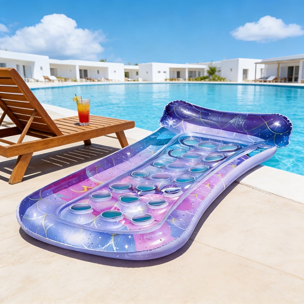 Inflatable Pool Float Sequin Gradient, Rectangular PVC Floating Bed with Ventilation Holes & Flash Gradient Colors, Buoyancy Water Lounge for Indoor Outdoor Pool Beach Lake - product image 8