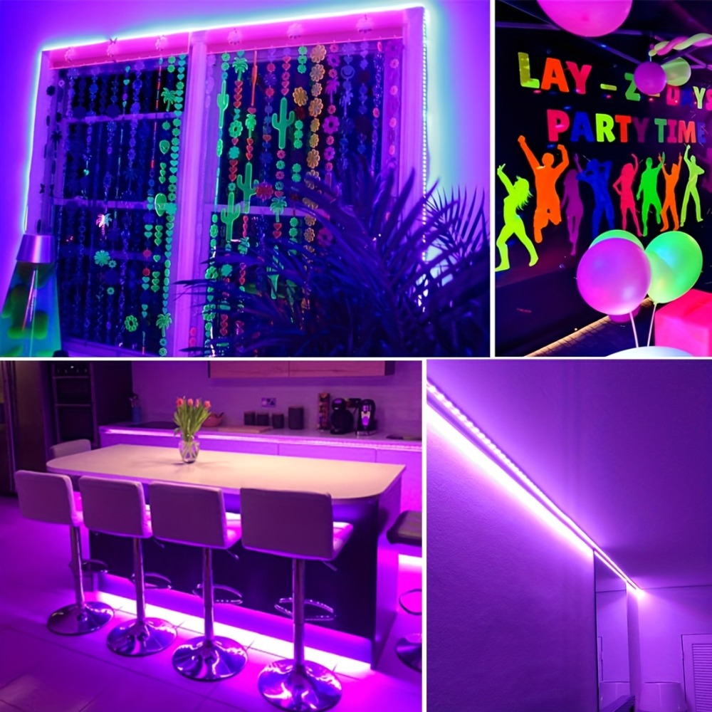 UV Black Light Bars & Strips 8-Piece Set – 385-400nm USB Powered 5V LED Blacklight for Glow Party, Halloween, Neon Party, Body Paint & Fluorescent Art (4x32cm + 4x250cm) - product image 18