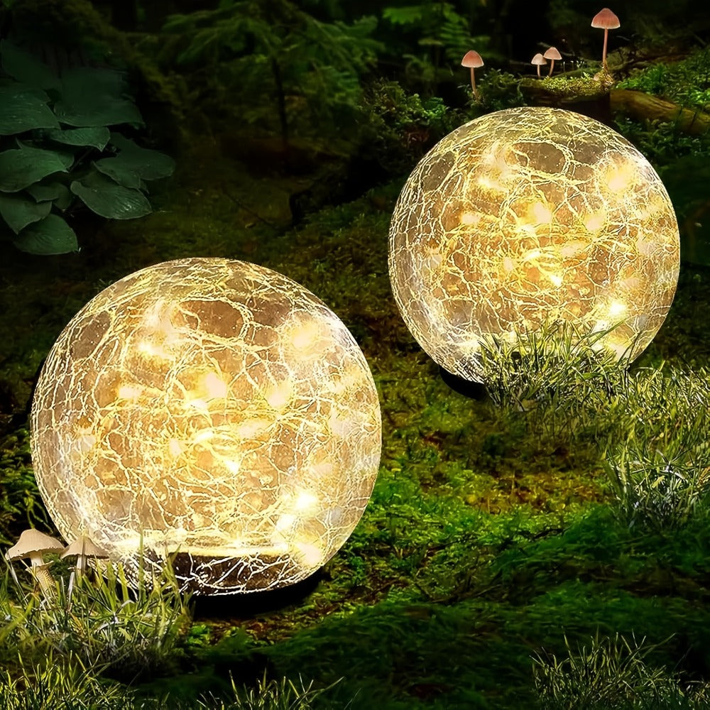 Solar Garden Globe Lights 4 Pack Cracked Glass Ball Outdoor Solar Sphere Lights with 30 LED Warm White IP65 Waterproof Auto On Off for Garden Patio Lawn Yard Pathway Christmas Deco - product image 3