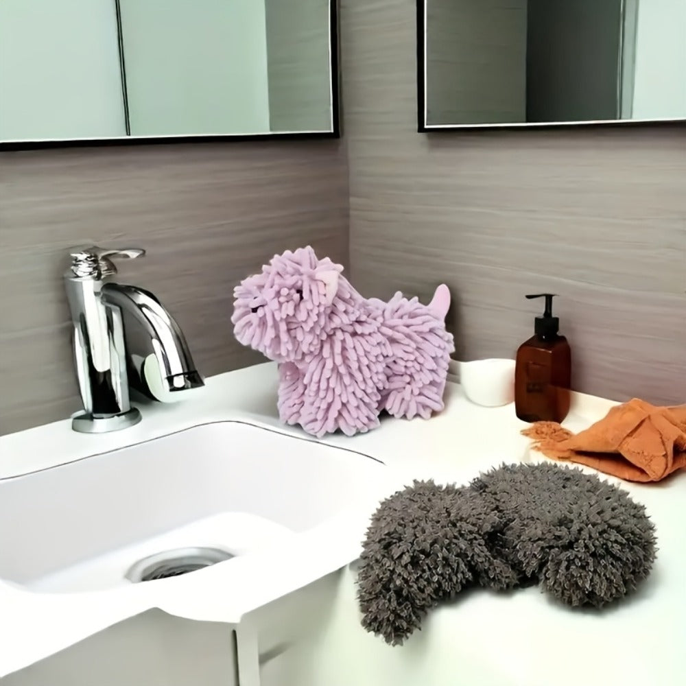 Cute Puppy Hand Towel Wall-Hanging Kitchen Bathroom Towel – Soft Absorbent Cartoon Dog Decorative Cloth 150g/㎡ - product image 10