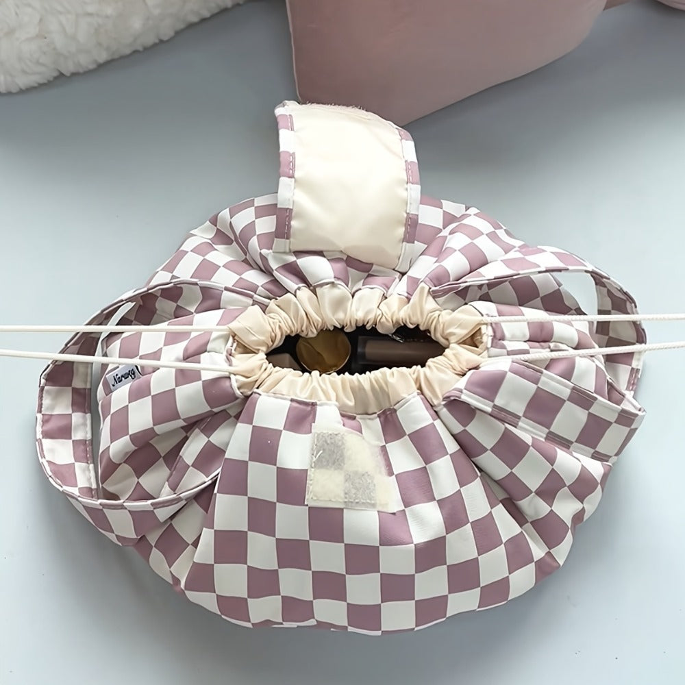 Drawstring Makeup Bag Wide Opening Flat Lay Oxford Fabric Machine Washable 12 Colors Travel Cosmetic Organizer Bag for Makeup Brushes Tools Accessories Toiletries Dorm Printed & So - product image 10