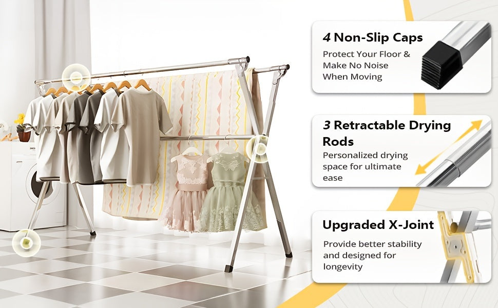 Clothes Drying Rack 63" and 78.7" Two Types, Retractable Length and Folding Outdoor Indoor Use Durable Metal Drying Rack, Drying Rack Clothing Collapsible - product image 14