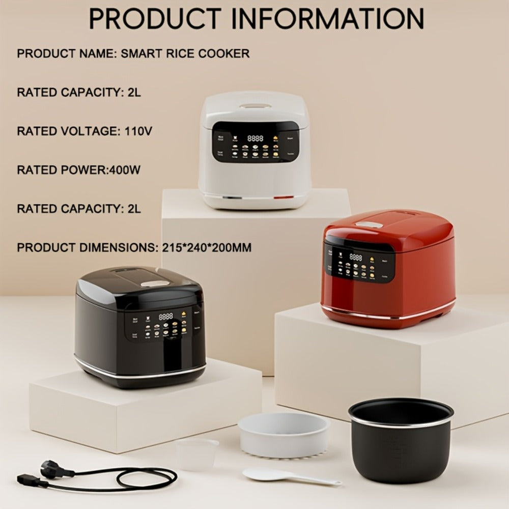 Rice Cooker 2L 4 Cups 10-in-1 Mini Multifunctional Compact Electric Rice Cooker for Rice Soup Stew Oatmeal Cake Steamed Vegetables Perfect for Small Kitchen Dorm Apartment - product image 2