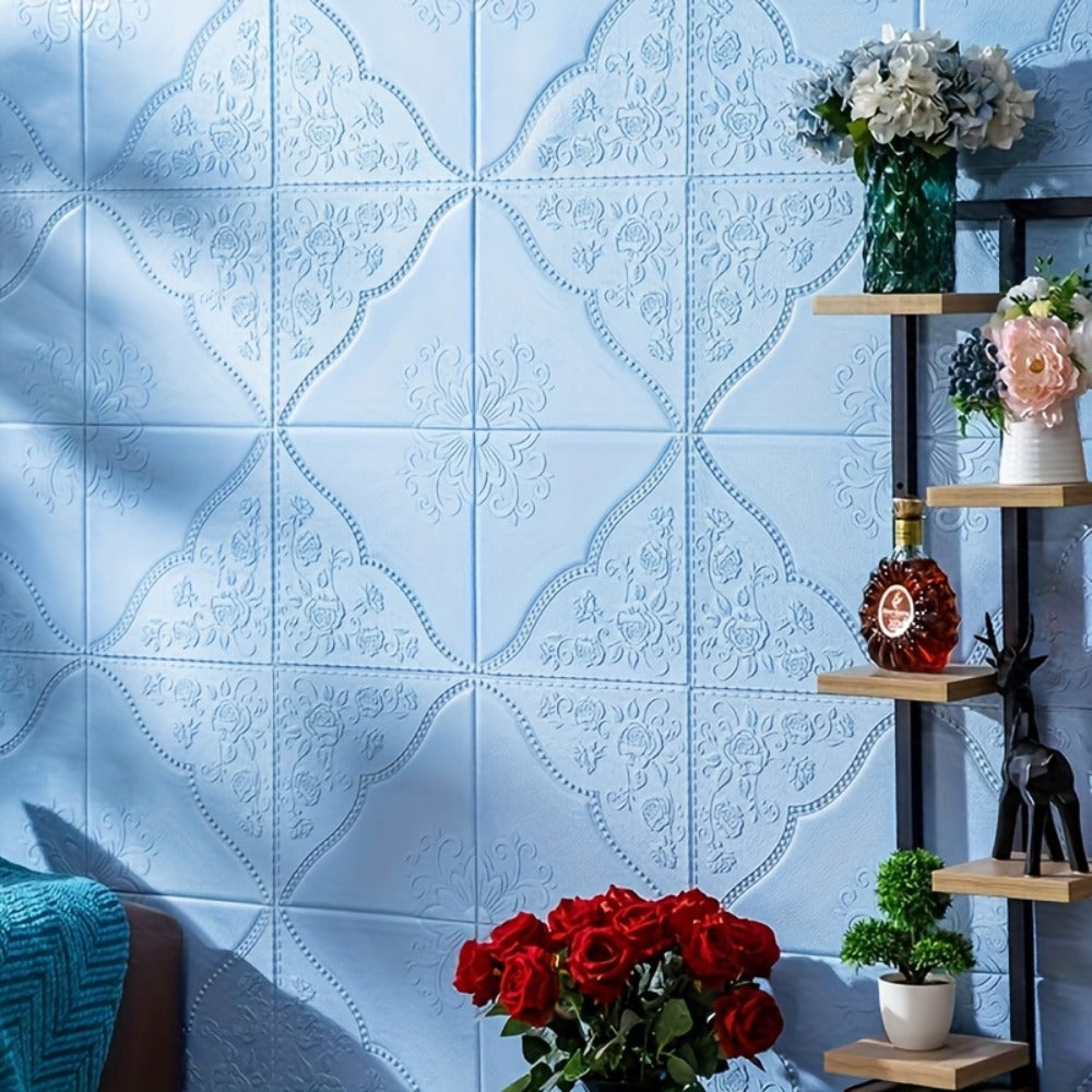 Peel and Stick Tile Stickers 13.78x13.78in Self-Adhesive Glam Plaid Pattern Wall Tiles for Kitchen Bathroom Living Room – 50pcs PVC Waterproof Removable Backsplash Decor - product image 12