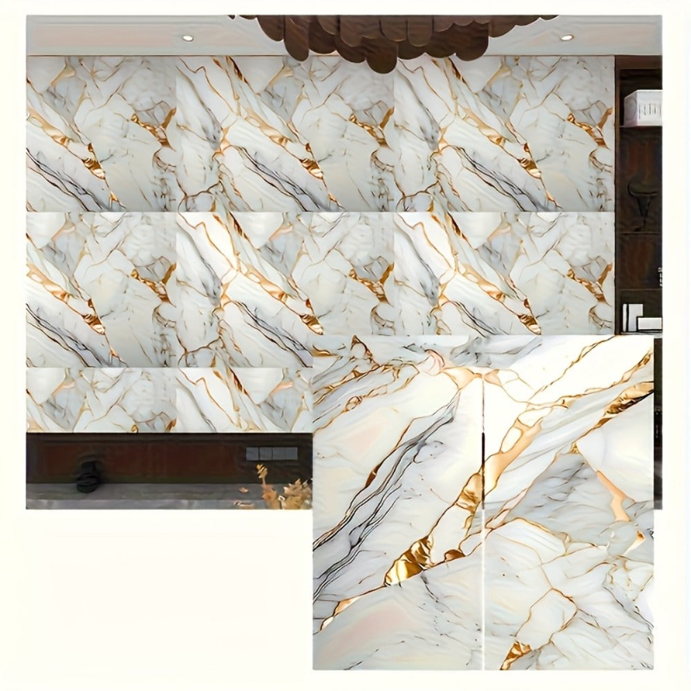 Peel and Stick Marble Tile Stickers – Self Adhesive Foam Wall Tiles for Bathroom Kitchen Office Bohemian Home Decor (50/100pcs, White/Gray/Black/Blue Gold) - product image 8