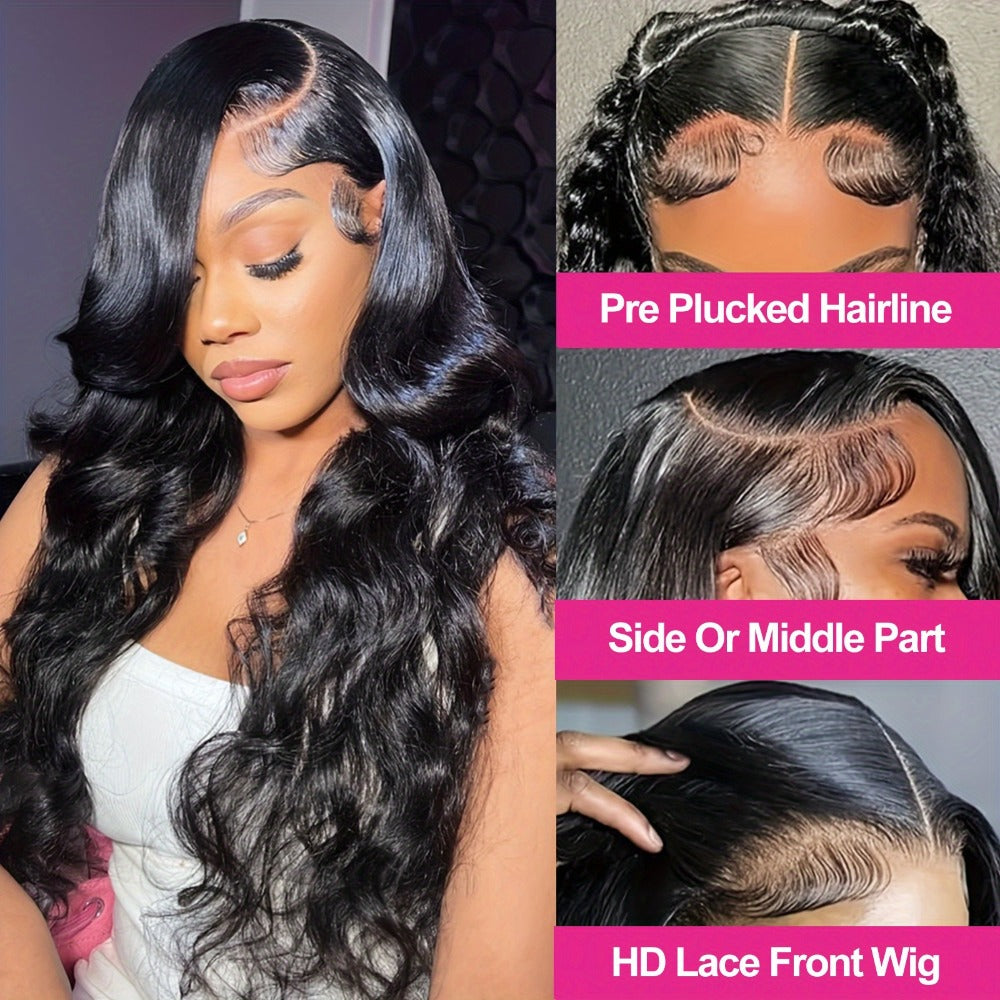 Body Wave Lace Front Wig 13x4 HD Transparent Lace 30 Inch Human Hair Glueless Bye Bye Knots Pre Plucked Natural Hairline for Women All Skin Tones Wear and Go - product image