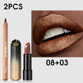 Golden Lipstick Set with Lip Liner Pencil 2 Piece — Brown Shimmer Lipstick and Nude Lip Liner, Viral Fall Makeup Kit Luxury Press Gold Lip Color for Women, Perfect Beauty Gift - product image 10