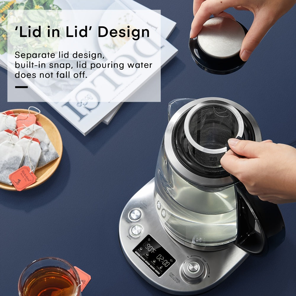 Electric Tea Kettle with 9 Temperature Control Presets – 1.7L Borosilicate Glass Kettle, 1200W, Removable Infuser, 2-Hour Keep Warm, Stainless Steel Hot Water & Tea Pot for Home &  - product image 5